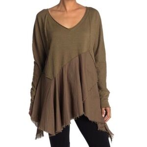 Free People Dirty Olive Green Comin In Hot Long Sleeve Tunic Extra Small